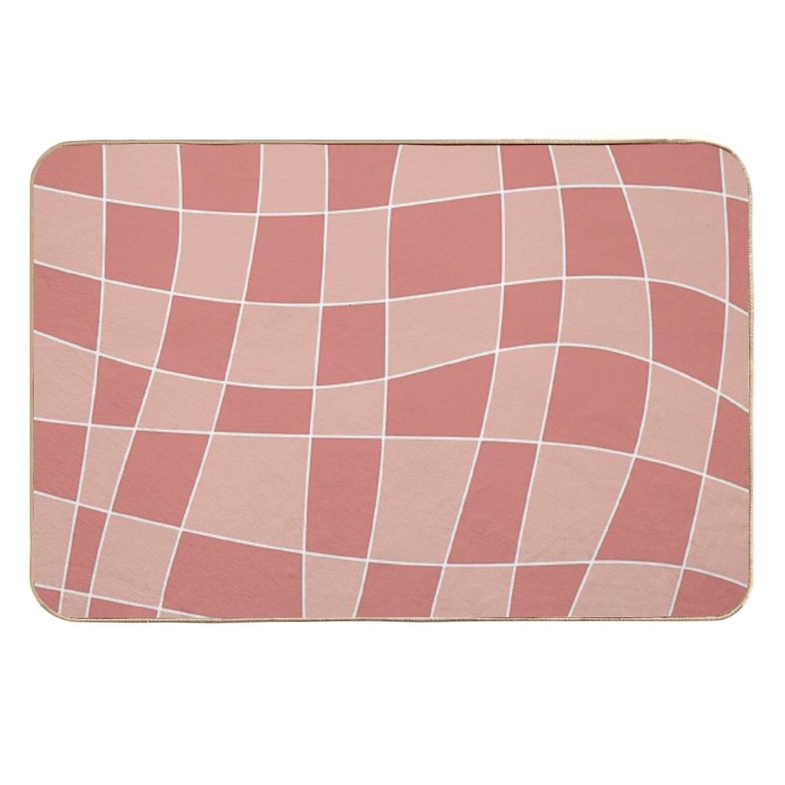 Red Checkerboard Art  Easy To Clean Bath Mat