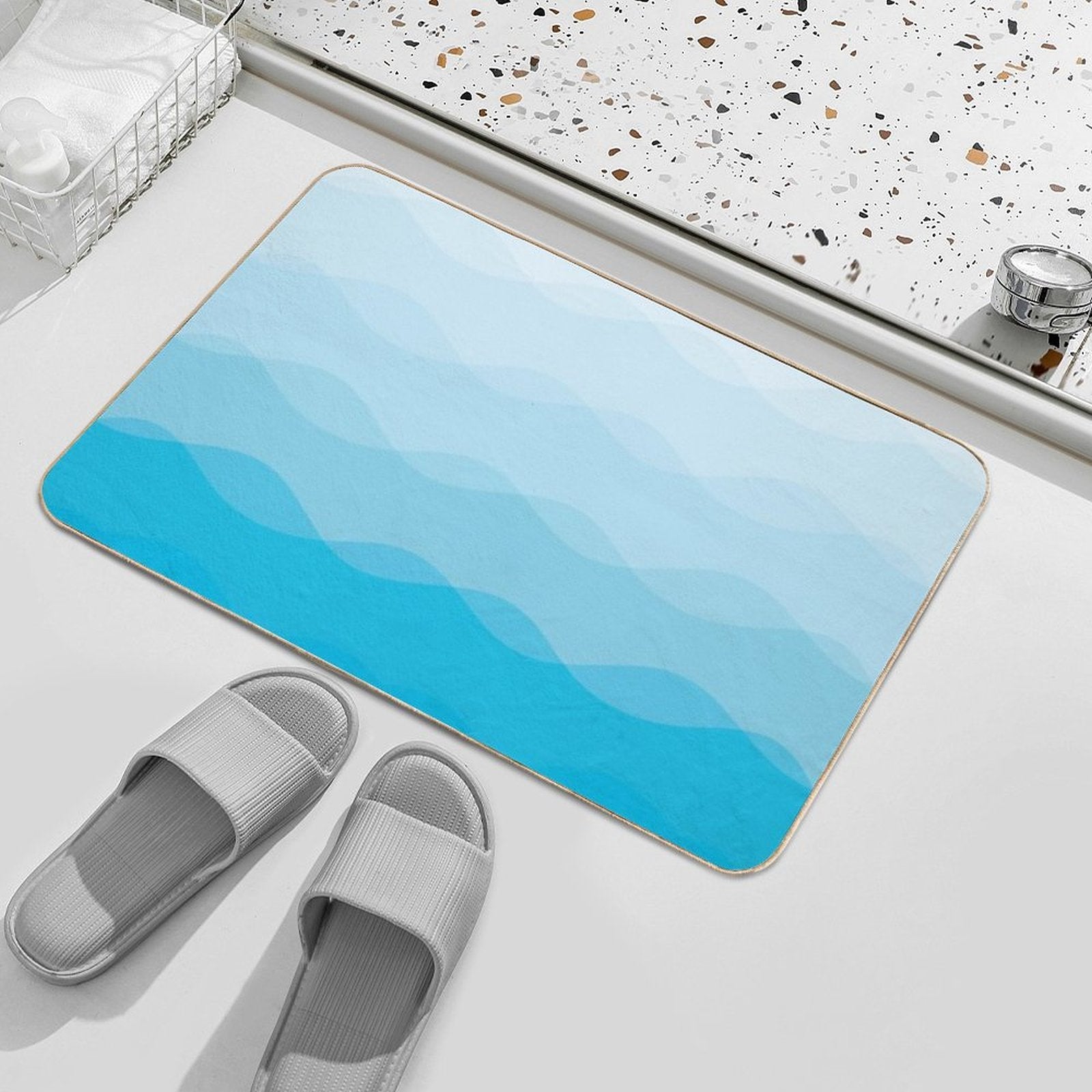 Blue Cool Dreamy Waves Flow  Multi-Purpose Bath Mat