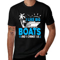 I Like Big Boats And I Cannot Lie Funny Cruise Ship  Heathered Texture T-Shirt
