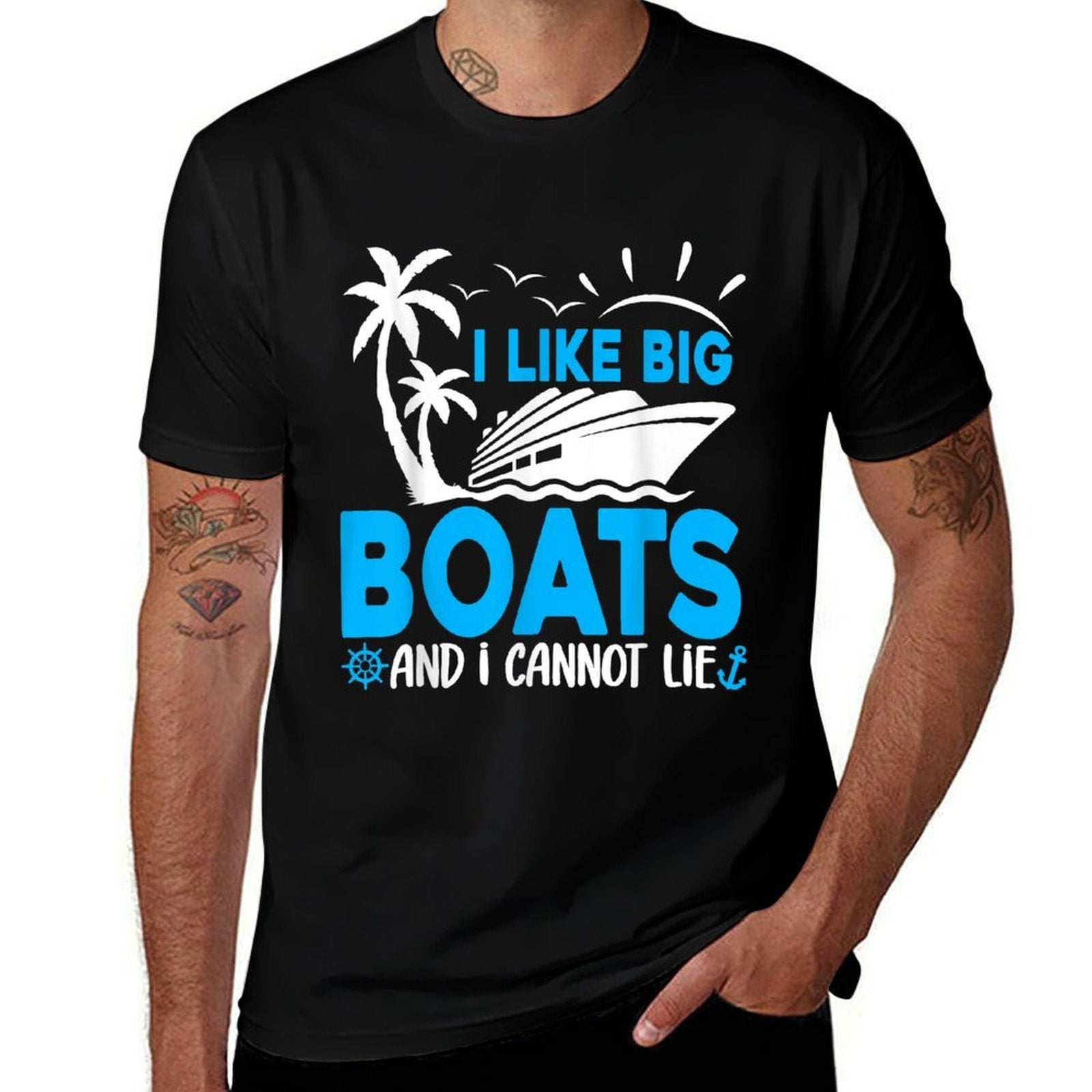 I Like Big Boats And I Cannot Lie Funny Cruise Ship  Heathered Texture T-Shirt