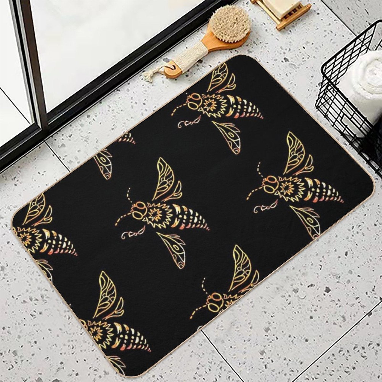 The Golden Bee Flies  Multi-Purpose Bath Mat