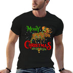 Merry Christmoose Christmas Moose Xmas Tree Lights Around  Oversized Silhouette T-Shirt