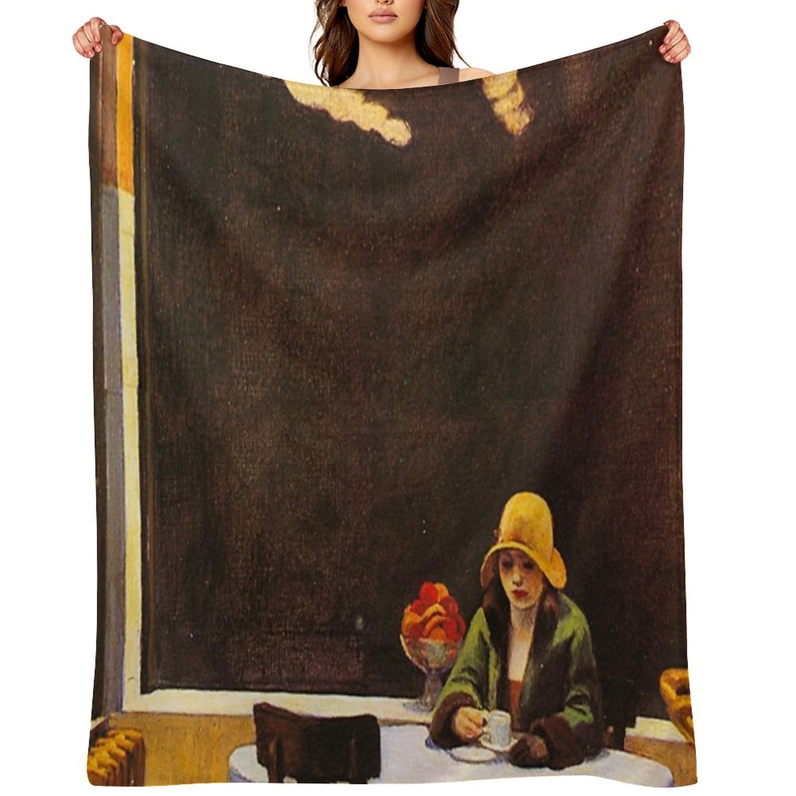 Vintage Edward Hopper Automat Wrinkle-free Throw Blanket