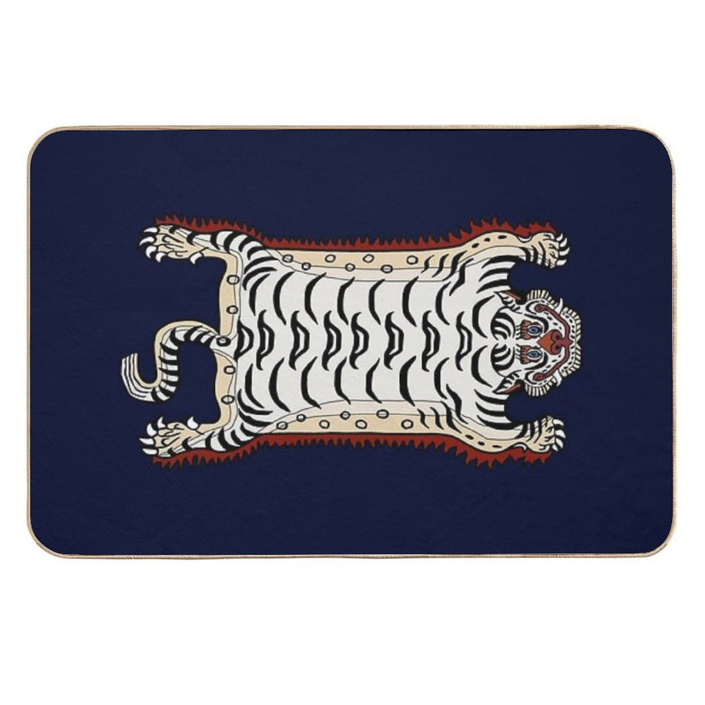 TIBETAN TIGER RUG 1-white  Stain-Proof Bath Mat
