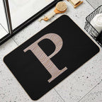 Letter P Metallic Look Stripes Silver Gold Copper  Rapid-Drying Bath Mat