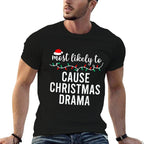 Most Likely to Christmas Matching Family Pajamas Funny  Graphic-printed T-Shirt