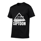Captoon Funny Boating Pontoon Tritoon Captain Pontoon Boat  Rolled Sleeves T-Shirt