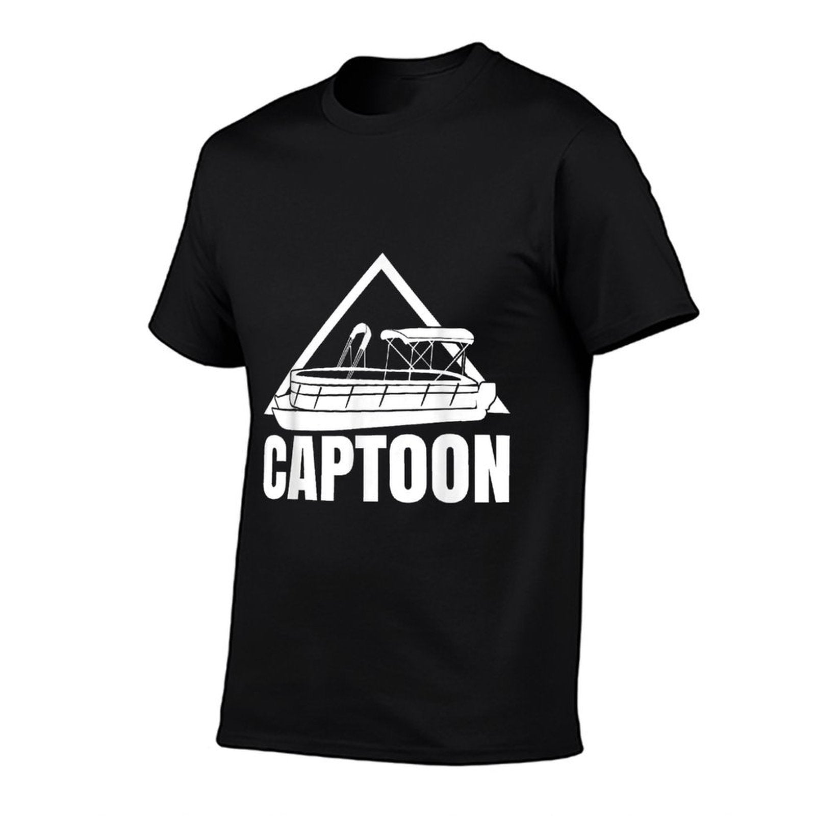 Captoon Funny Boating Pontoon Tritoon Captain Pontoon Boat  Rolled Sleeves T-Shirt