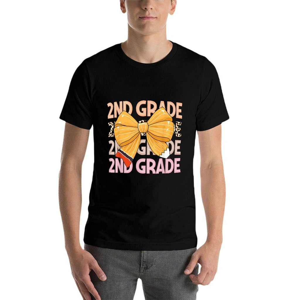 2nd Grade Teacher Pencil Coquette Bow Back To School for Men Women Girls Kids  Soft T-Shirt