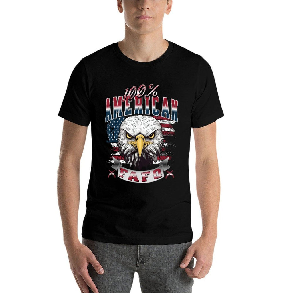 100 American Patriot USA Eagle Fight Fafo Humorous Sayings  Oversized Silhouette T-Shirt