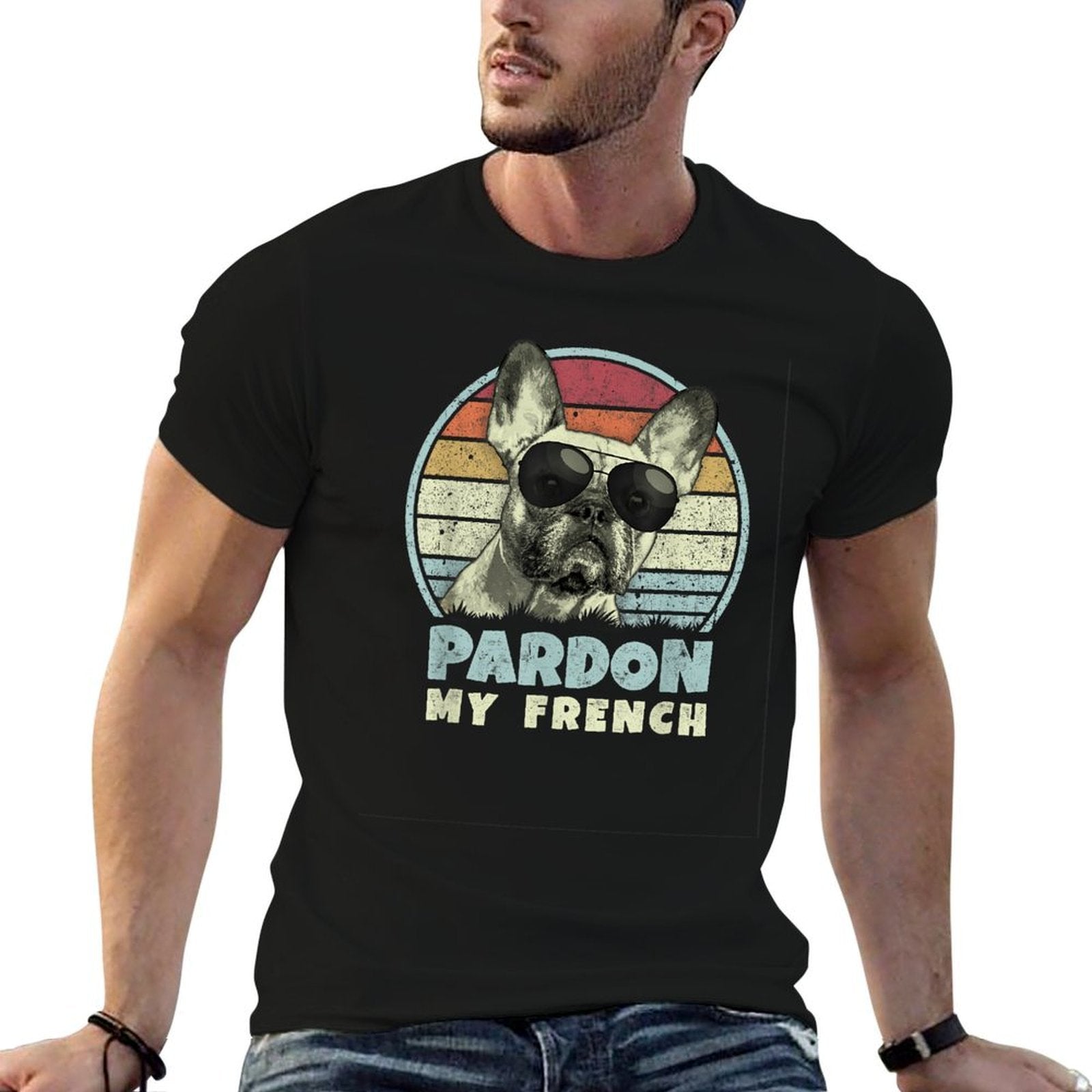 Pardon My French - Retro Funny Frenchie  French Bulldog Men Women Girls Kids  Quick-drying T-Shirt