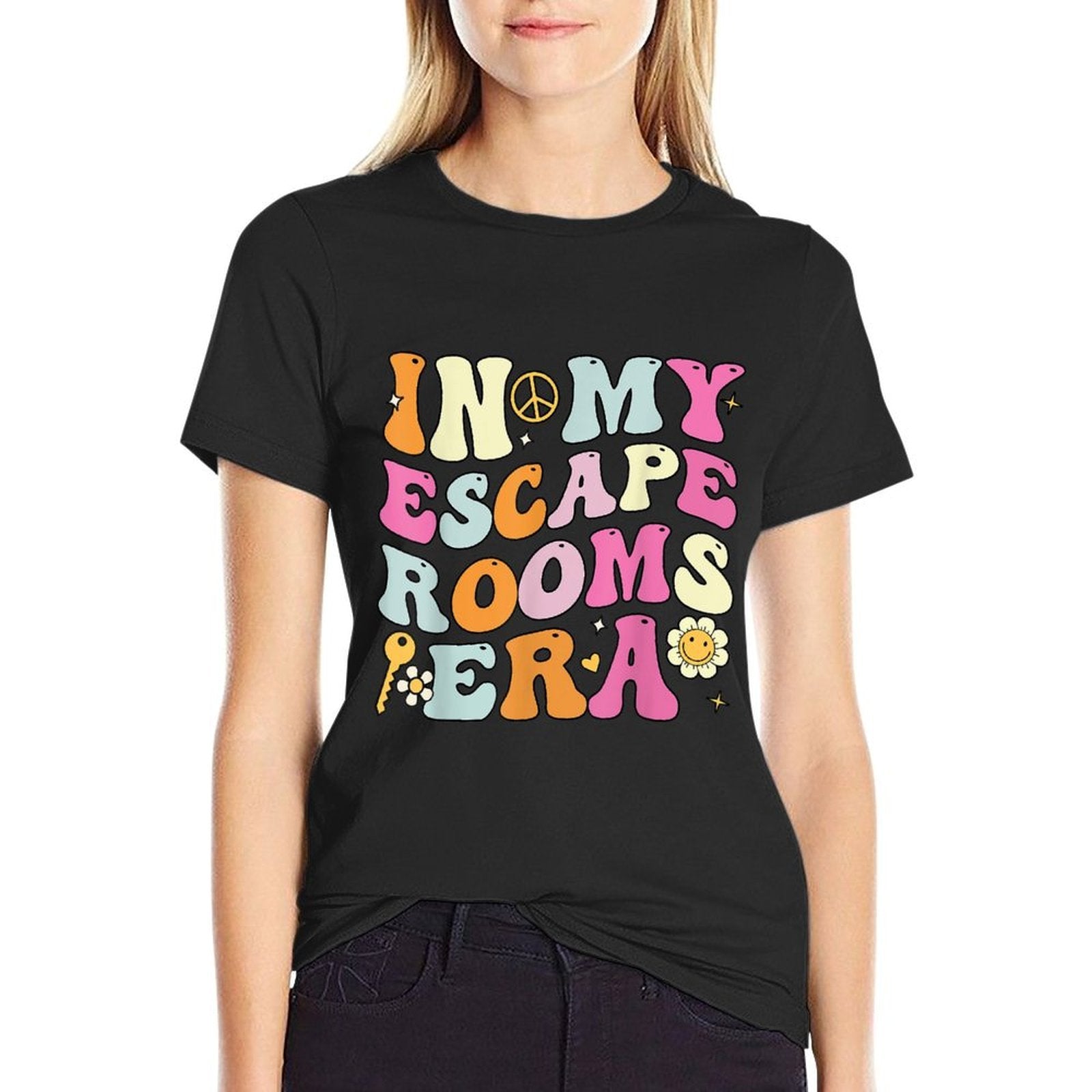 In My Escape Rooms Era, Cute Groovy Escape Rooms Players  Graphic-printed T-Shirt