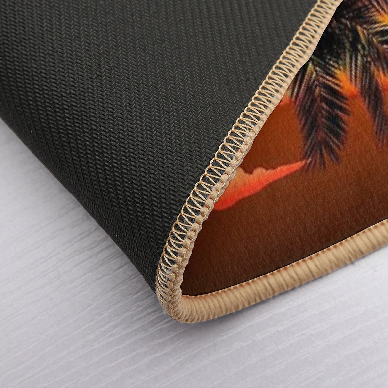 Warm Topical Sunset with Palm Trees  Fade-Resistant Bath Mat