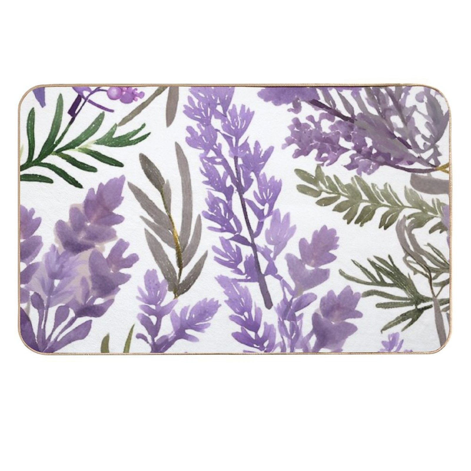 Lavender And Rosemary Watercolor  Pet-Safe Bath Mat