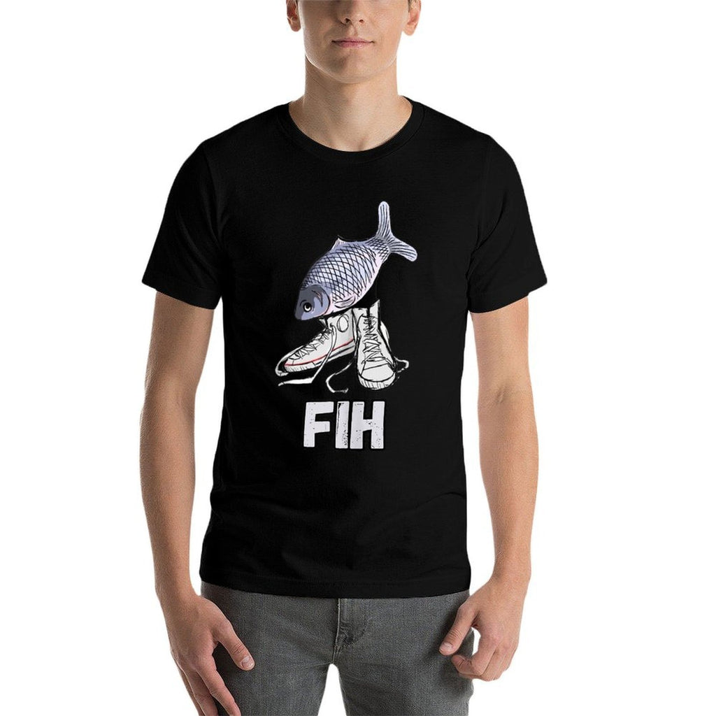 Fih Shoes Funny Misspelled Fish Meme Fih Calling Humor  Oversized Silhouette T-Shirt