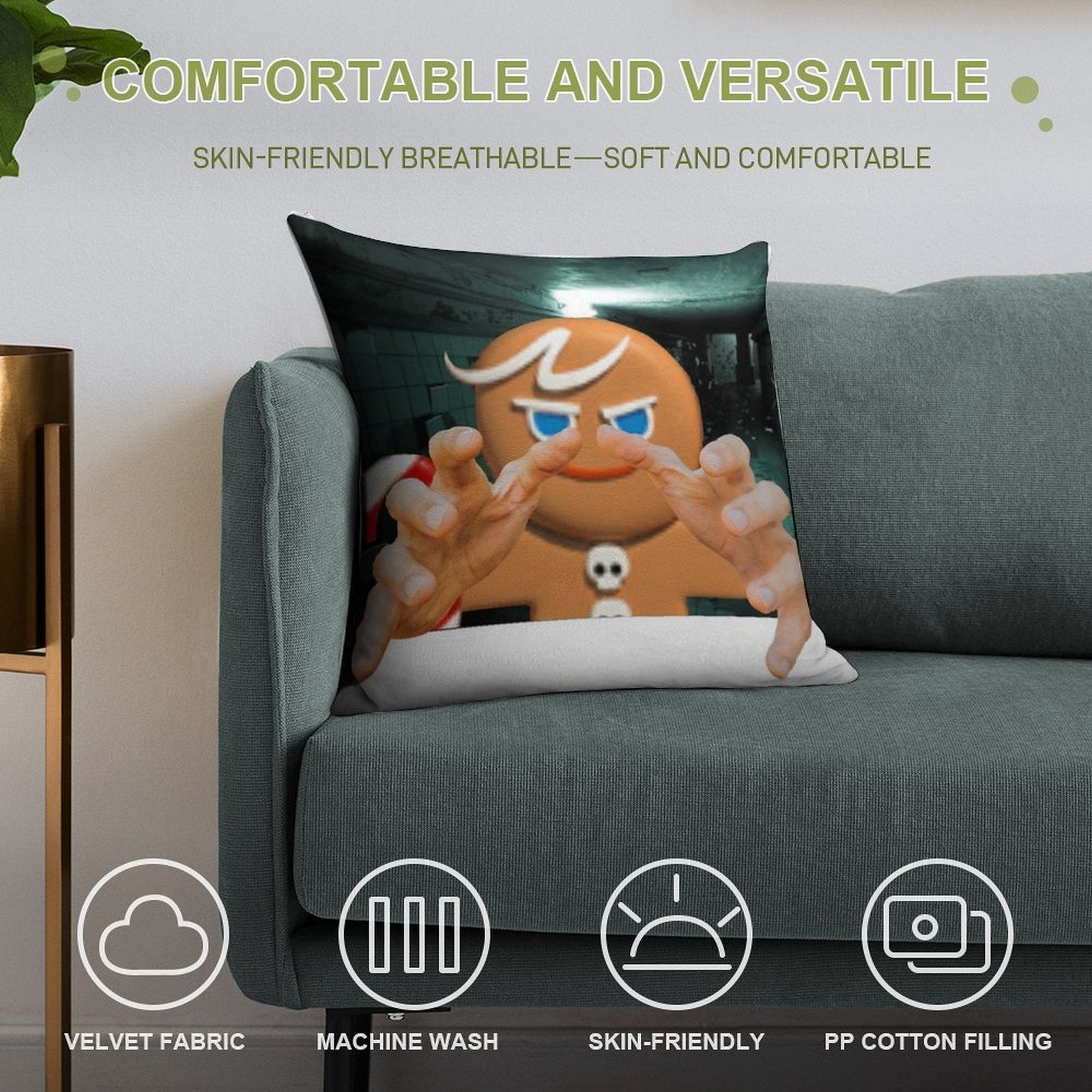 Vibe Check Gingerbrave Soft High-Density Material Throw Pillow