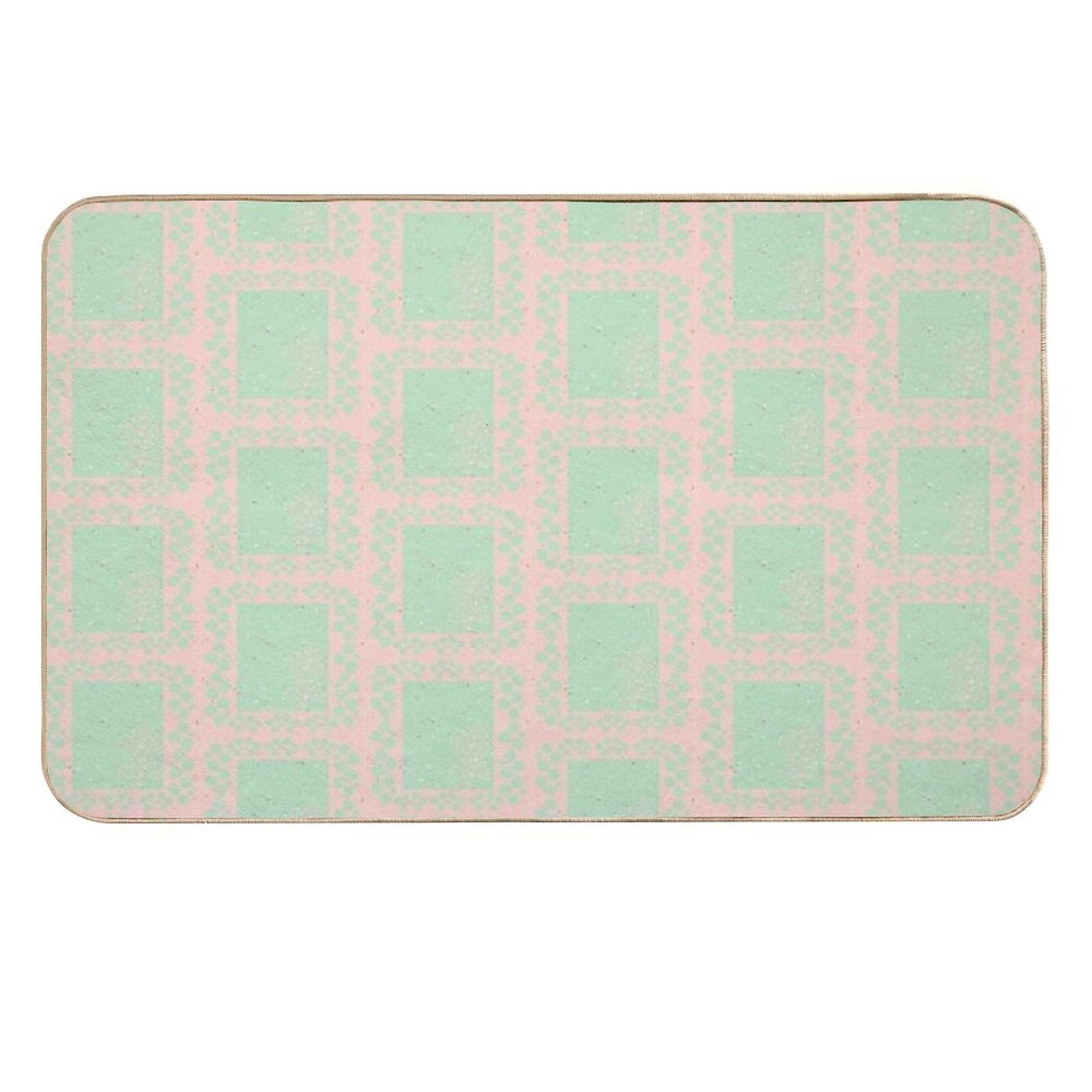 Pink And Green Patterns  Repositionable Bath Mat