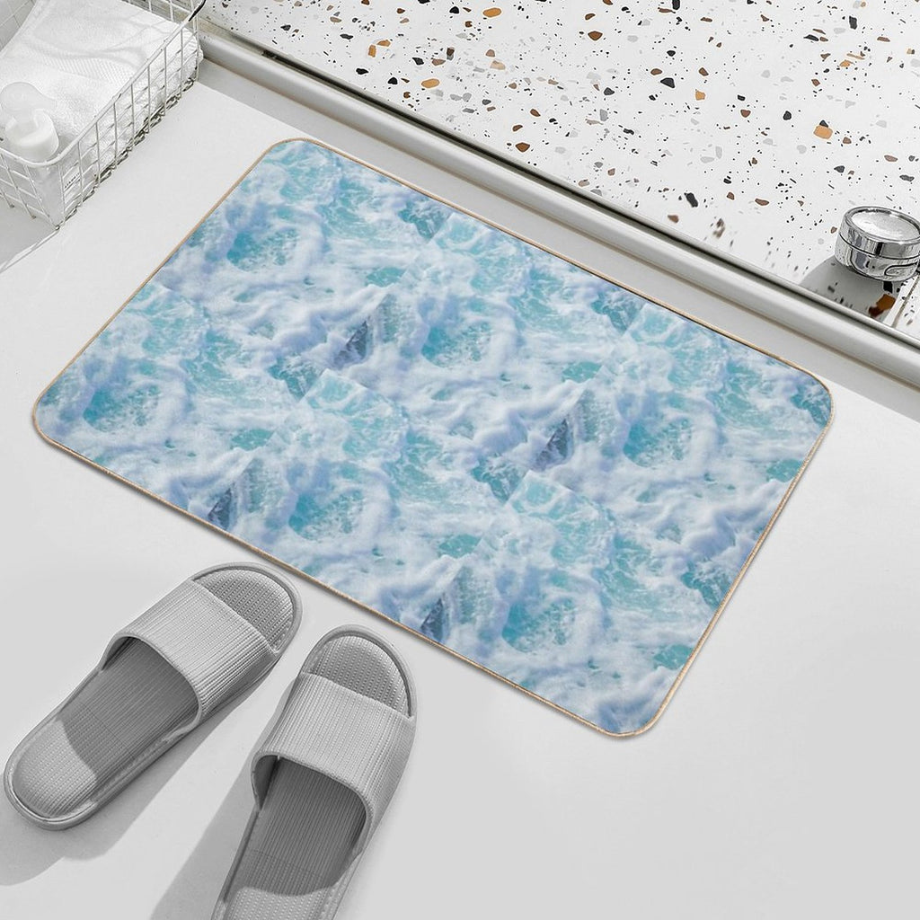 BLUE OCEAN WAVE COLLECTION  Non-Slip Bath Mat