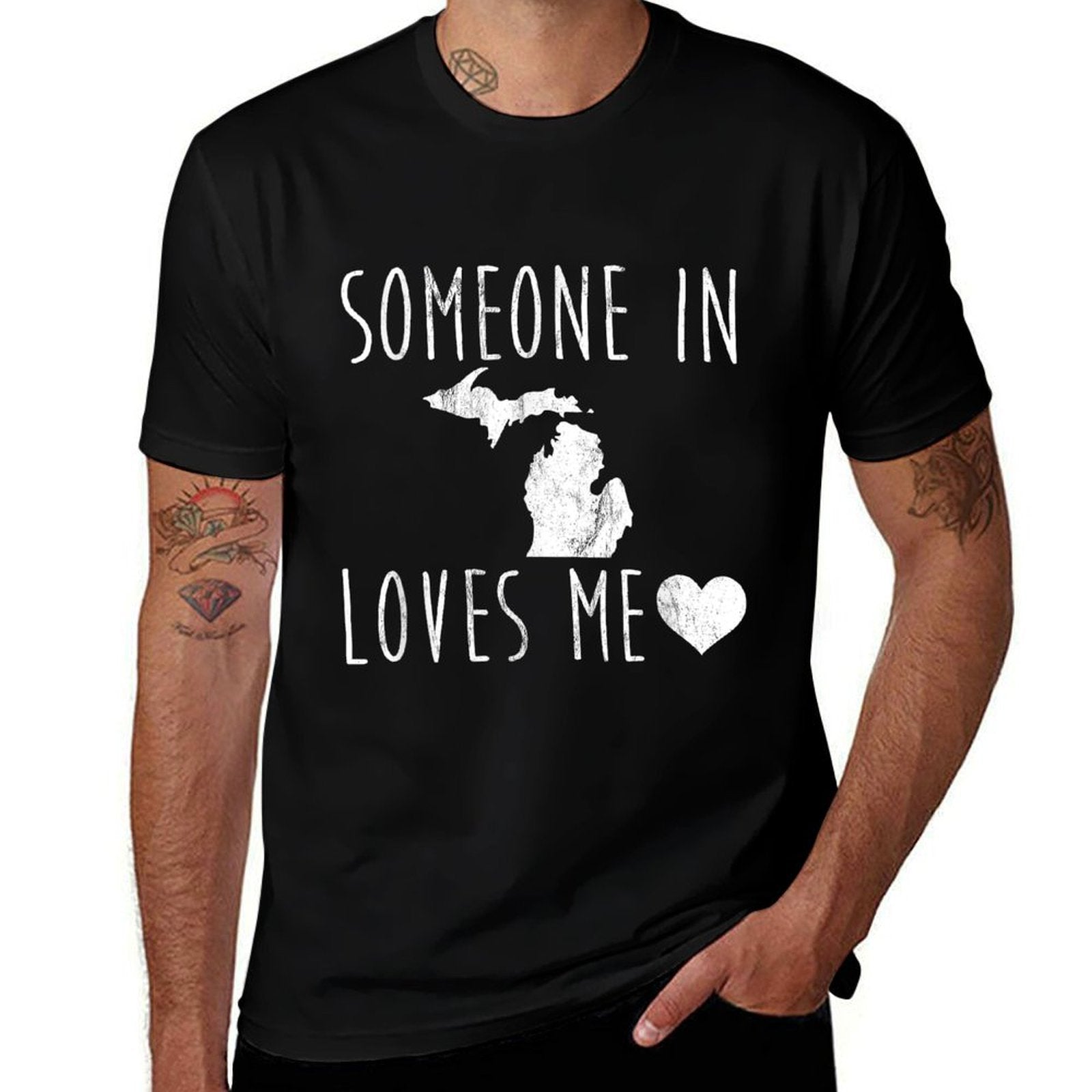 Someone in Michigan Loves Me! Nice State Gift  Trendy Pattern T-Shirt