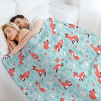 Fox And Bunny Pattern Durable Throw Blanket