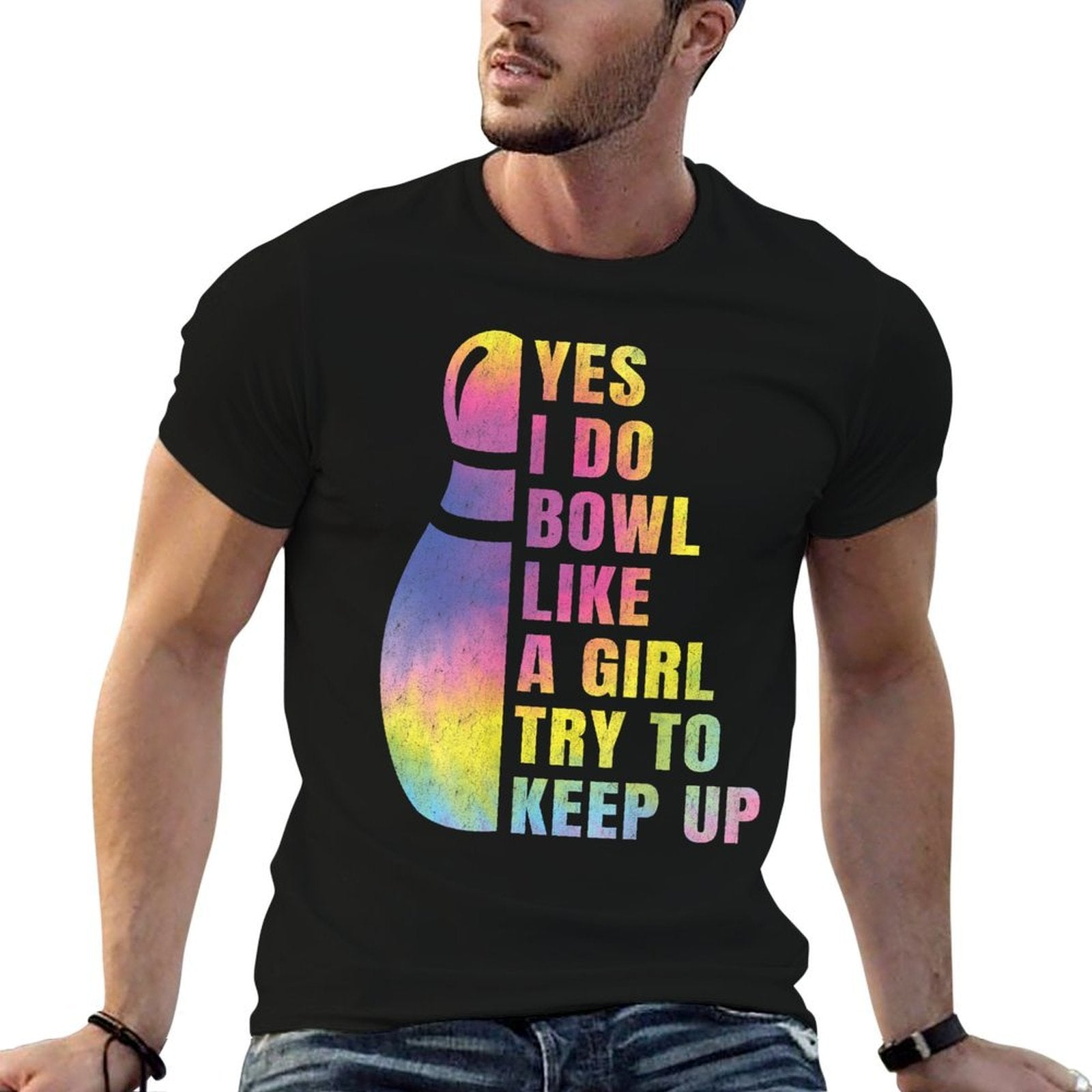 Yes I Do Bowl Like A Girl Bowlings For Women Funny  Graphic-printed T-Shirt