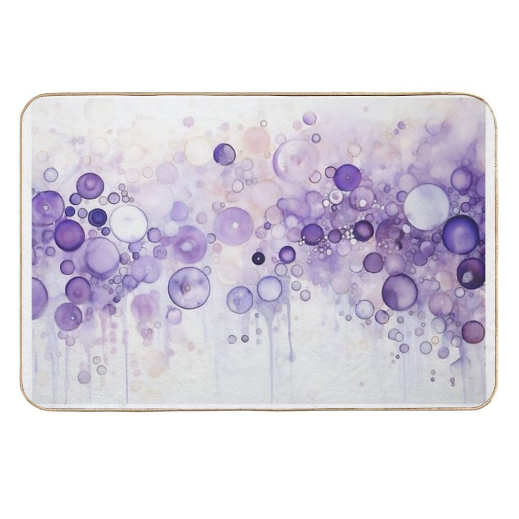 Dripping Purple Bubbles Watercolor Art  Anti-Trip Bath Mat