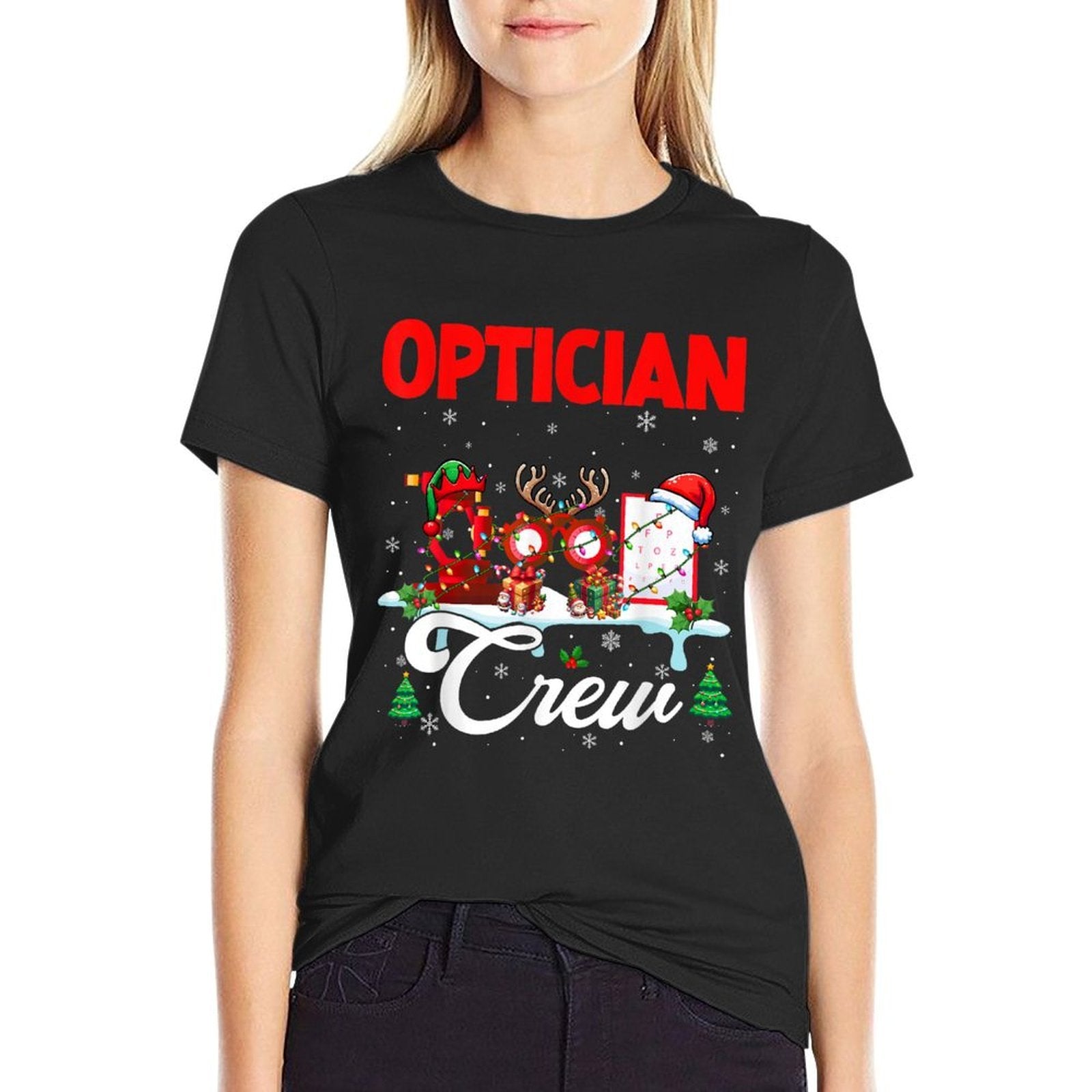 Optician Crew Christmas Santa Reindeer Elf Tools Job Team  Slim-fit Cut T-Shirt