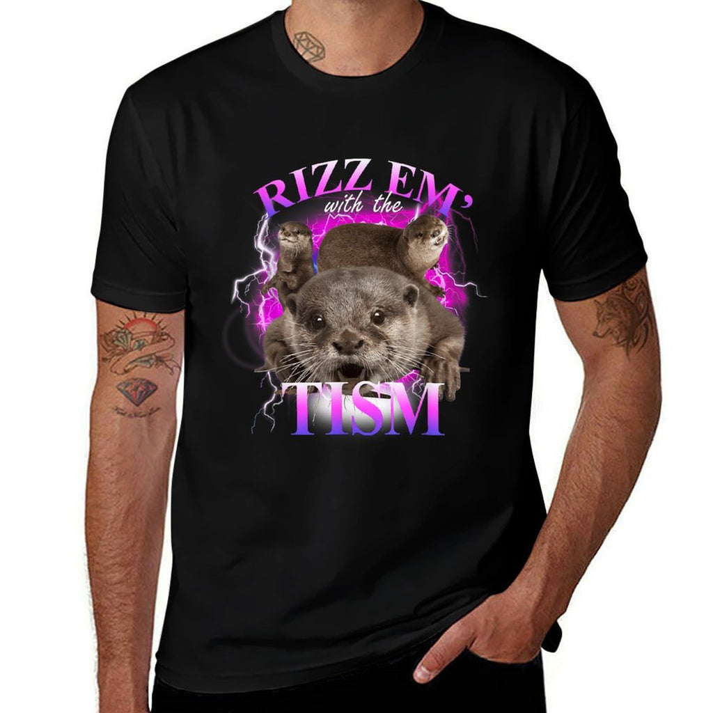 Autism Funny Rizz Em With The Tism Meme Autistic Otter  Vintage-inspired T-Shirt