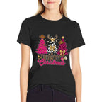 Howdy Christmas Pink Leopard Cow-Print Tree Coquette Cowgirl  Durable T-Shirt