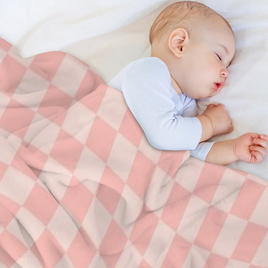 Check VII - Pink Twist Eco-conscious Throw Blanket