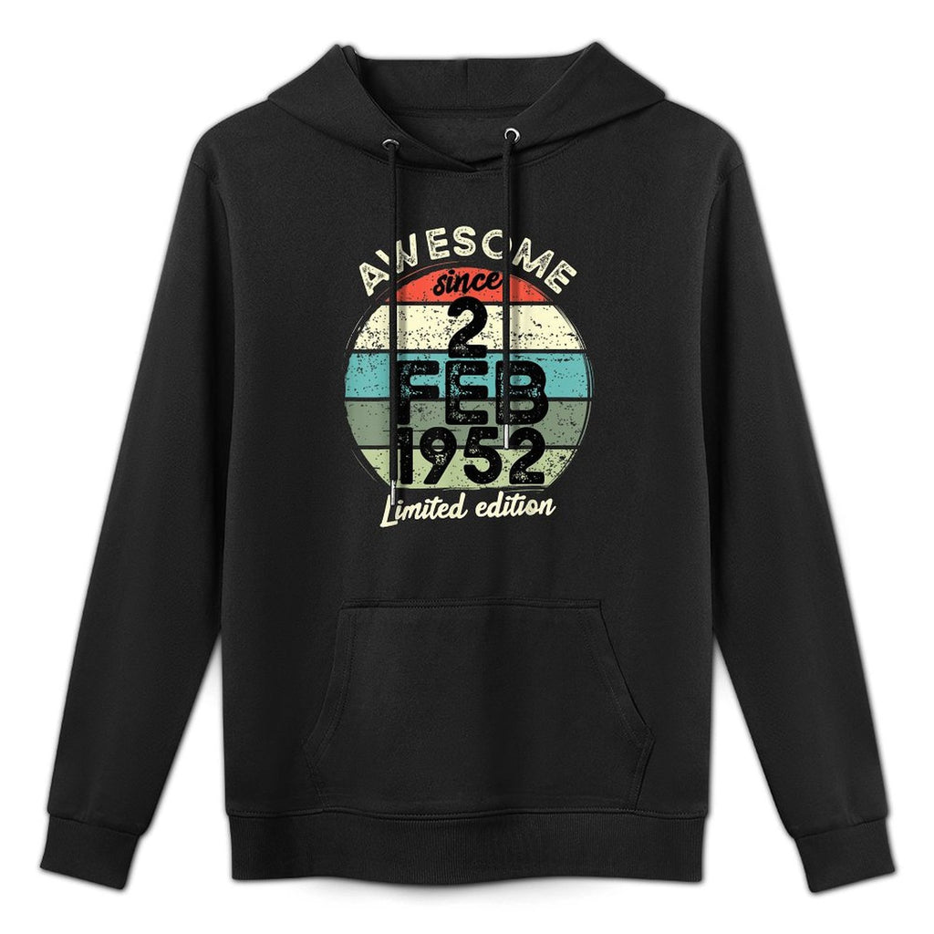 70 Year Old Birthday 2 February 1952 70th Birthday Kangaroo Pocket Hoodie