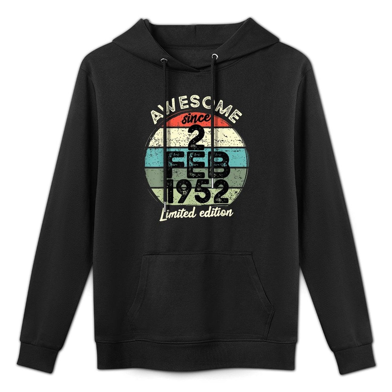 70 Year Old Birthday 2 February 1952 70th Birthday Kangaroo Pocket Hoodie