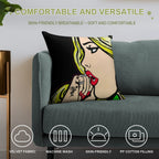 Graffiti Rat Vs Pretty Pop Art Girl Soft Skin-Friendly Throw Pillow