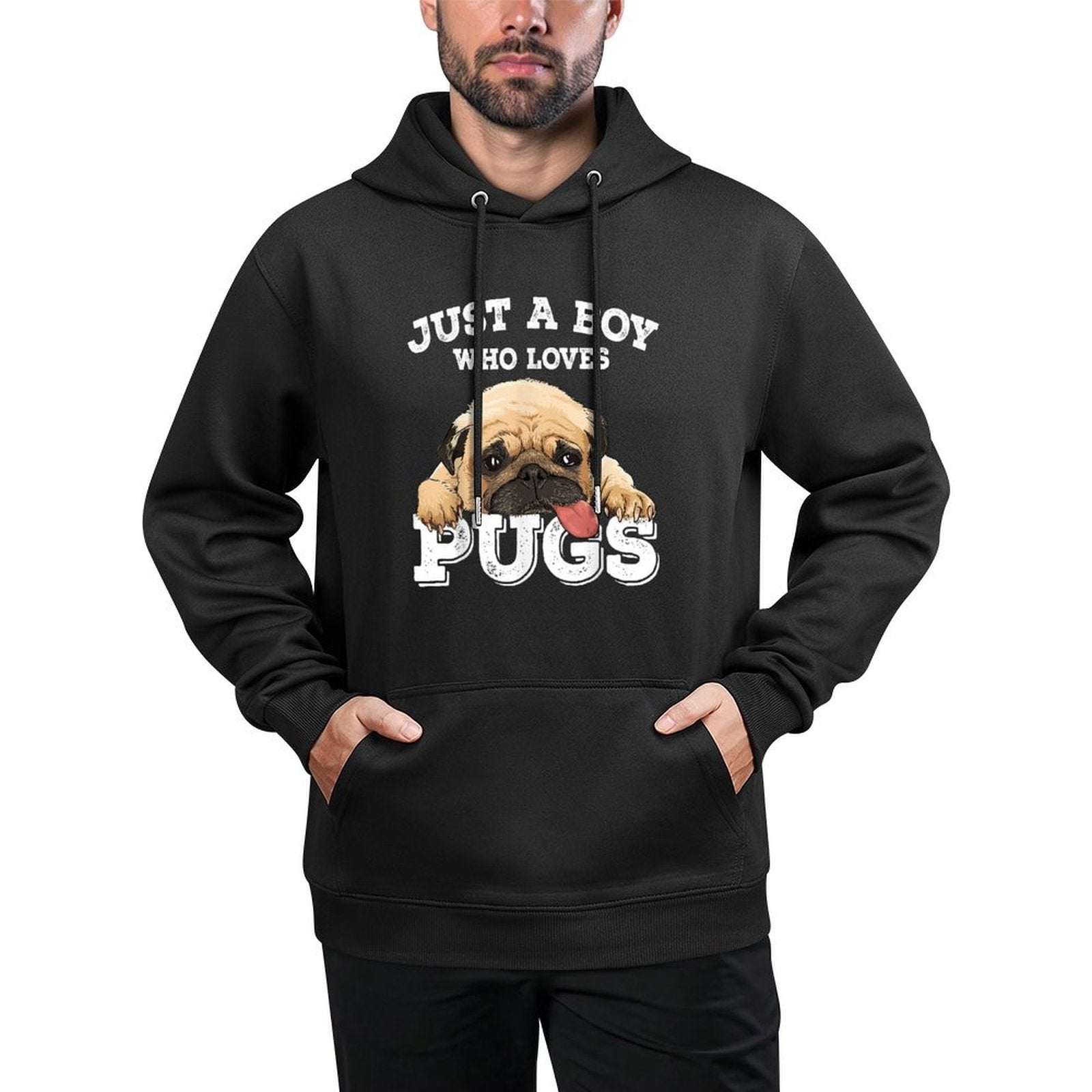 Just A Boy Who Loves Pugs Funny Pug Lover Gift for Boys Unisex Design Hoodie