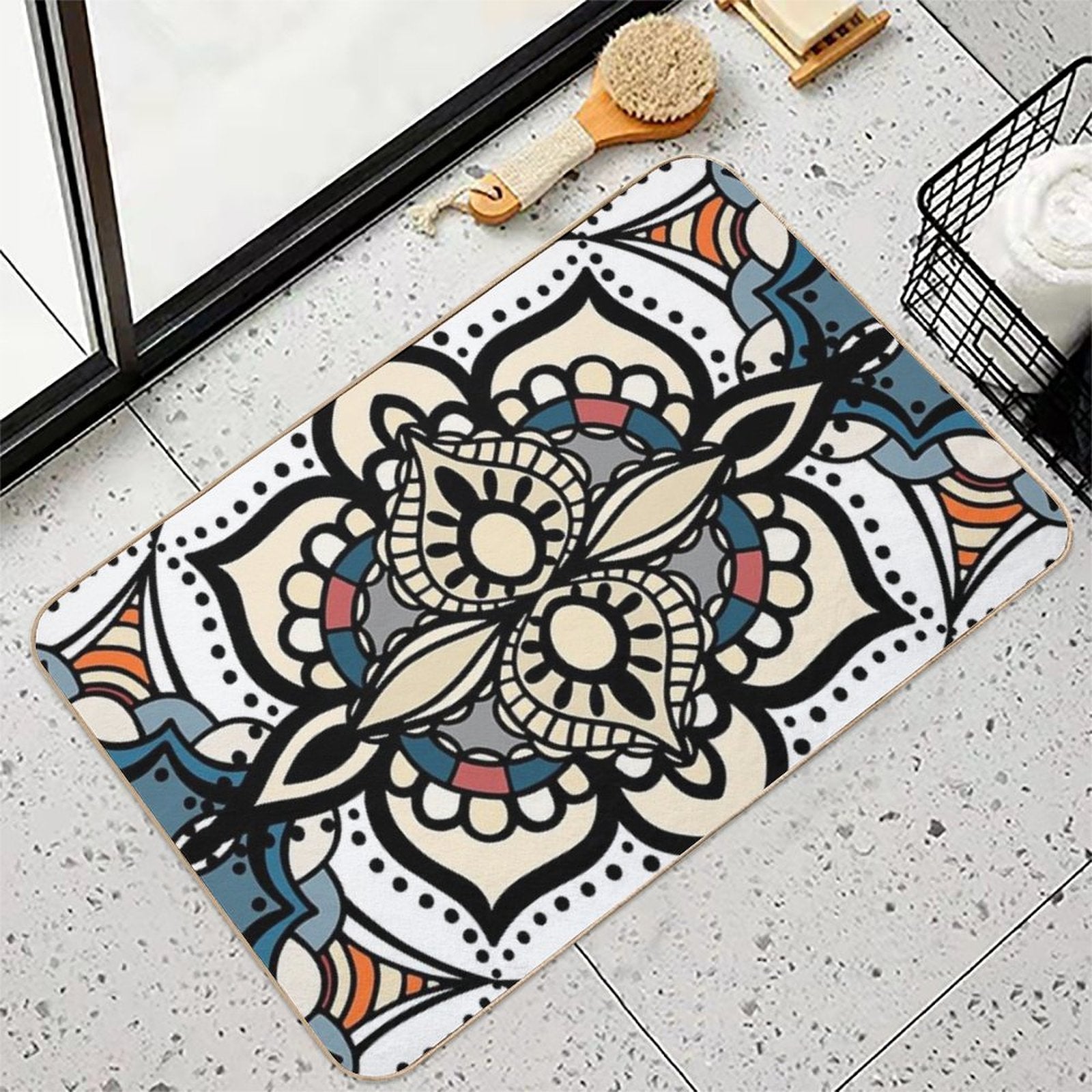 Turkish Floral Paisley Pattern  Stain-Proof Bath Mat