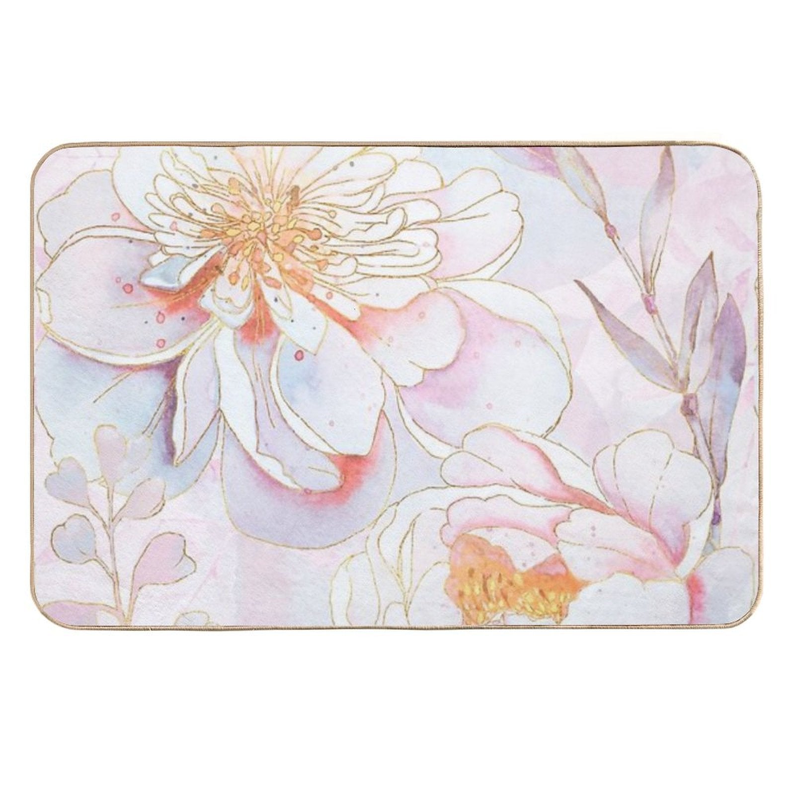 Maisie's Peonies Dreamy Pastel Garden Floral  Long-Lasting Bath Mat