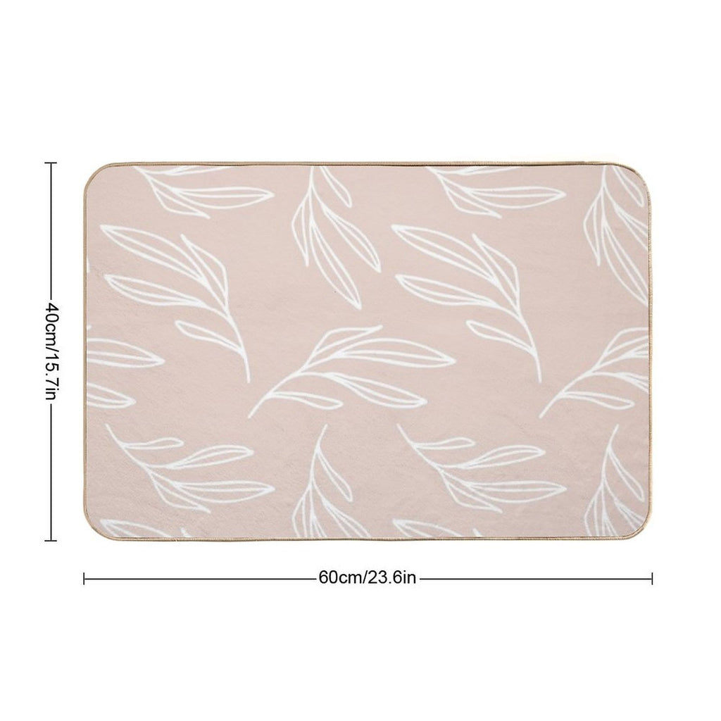 Pattern Design With Leaf Brach Drawing  Slip-Resistant Bath Mat
