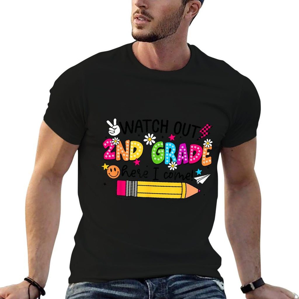 Watch Out Second Grade Here I Come 2nd Grade Back To School  Heathered Texture T-Shirt