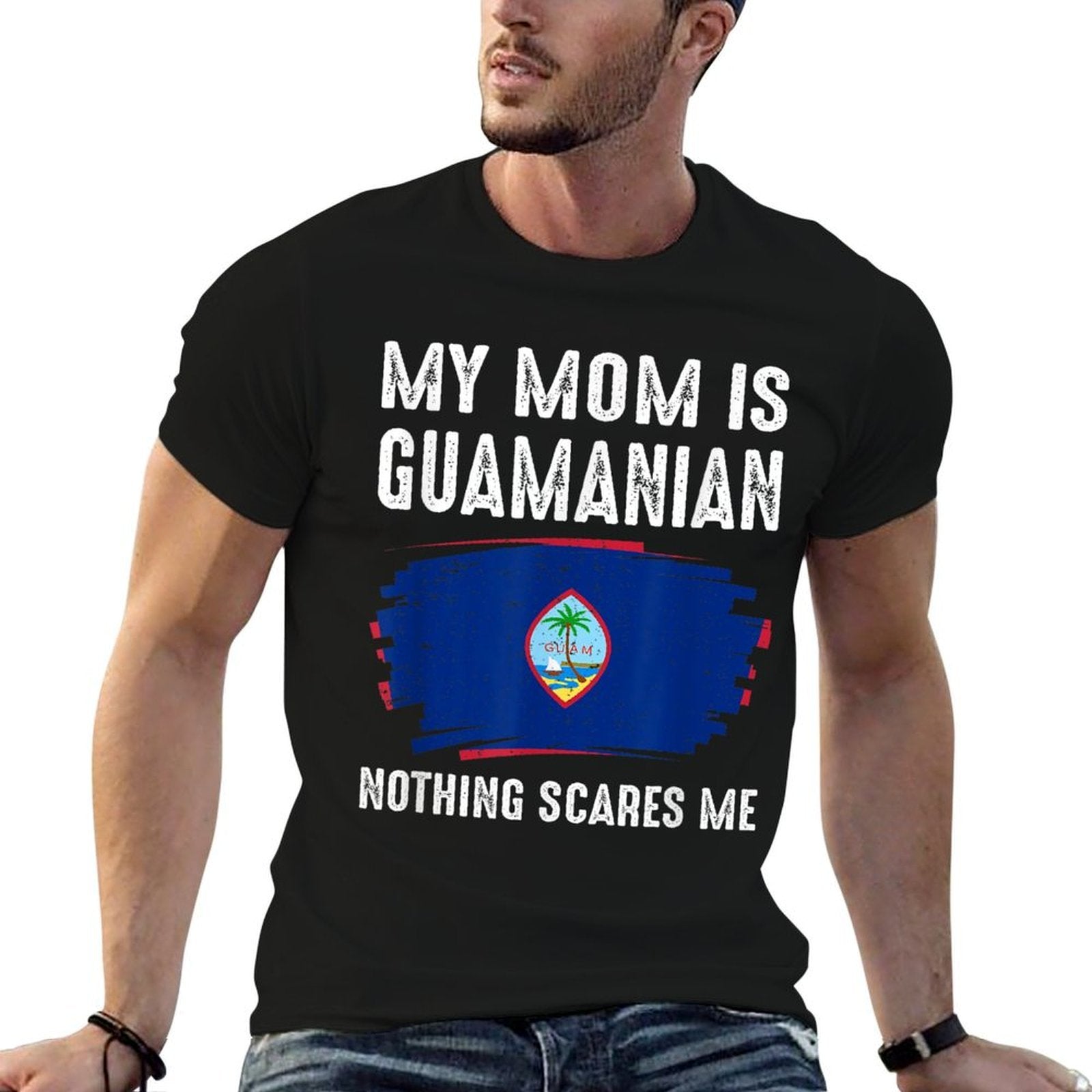 My Mom Is Guamanian Guam Pride Heritage Roots  Oversized Silhouette T-Shirt