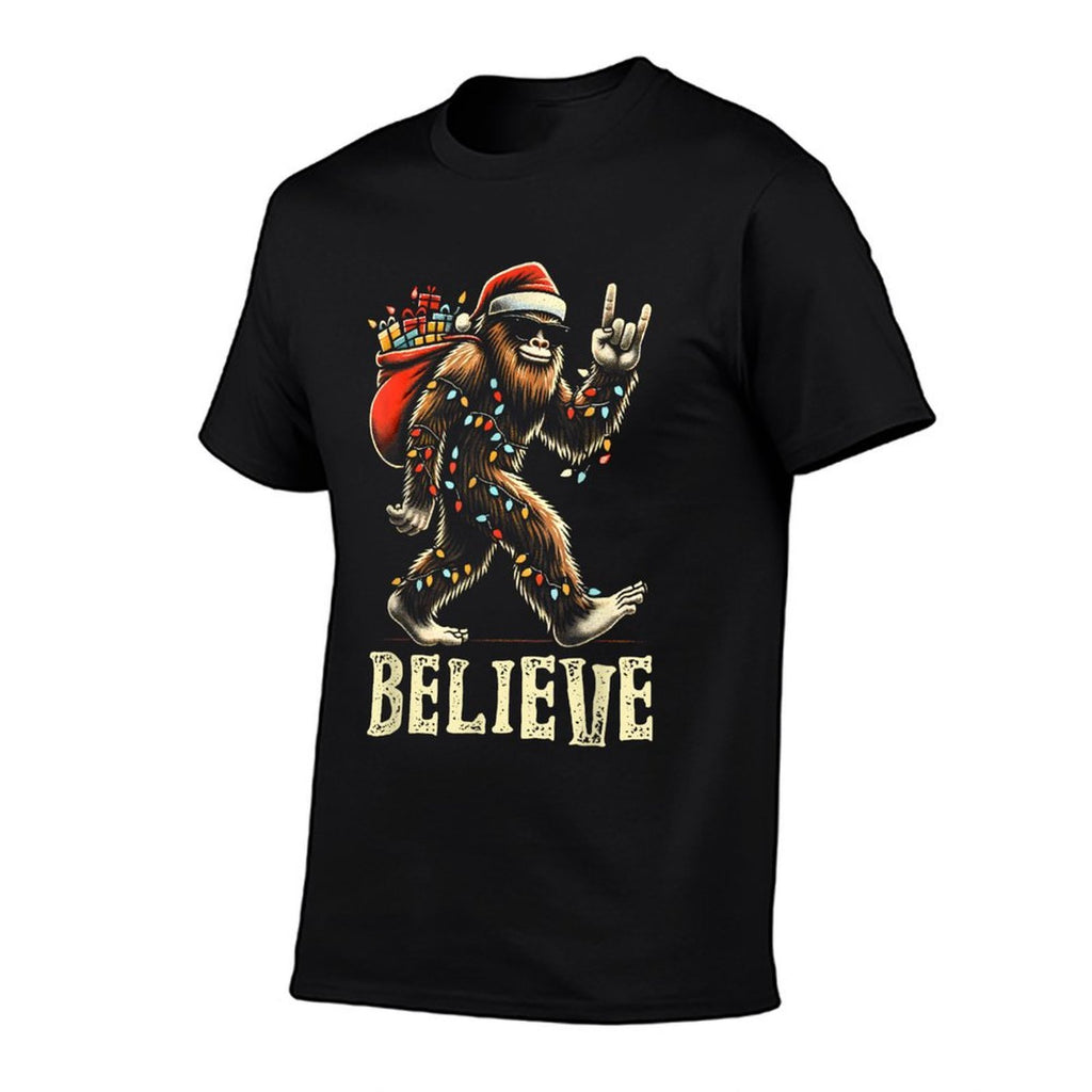 Believe Bigfoot Sasquatch Santa Reindeer Christmas Tree Xmas  Graphic-printed T-Shirt