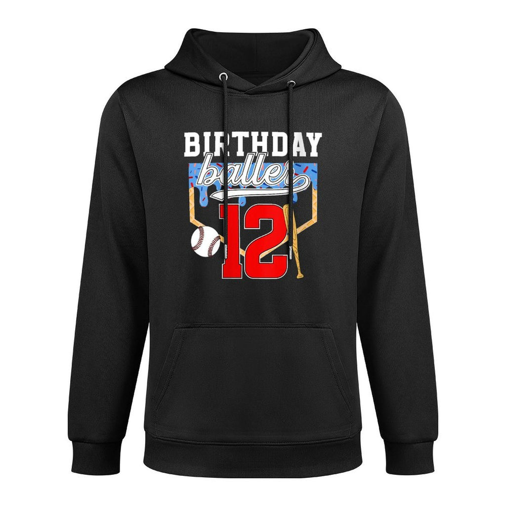 Womens 12th Baseball Birthday Twelve Year Old Baseball Player Drip Cotton-Polyester Blend Hoodie