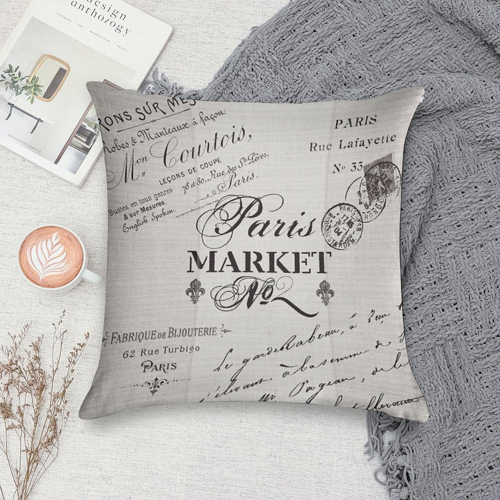 Paris Market Grey Soft Gift Ready Throw Pillow