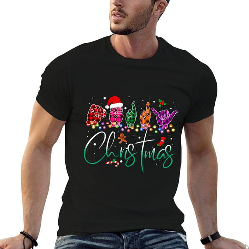ASL Christmas Buffalo Plaid Teacher American Sign Language  Vintage-inspired T-Shirt