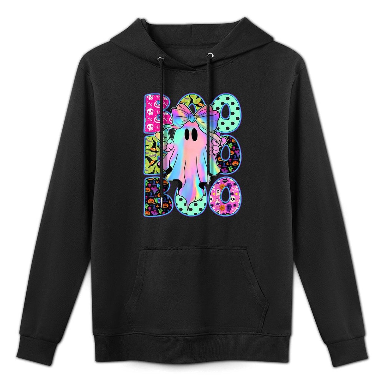 Funny Cute Boo Ghost Spooky Season Glow in Halloween Night Casual Wear Hoodie