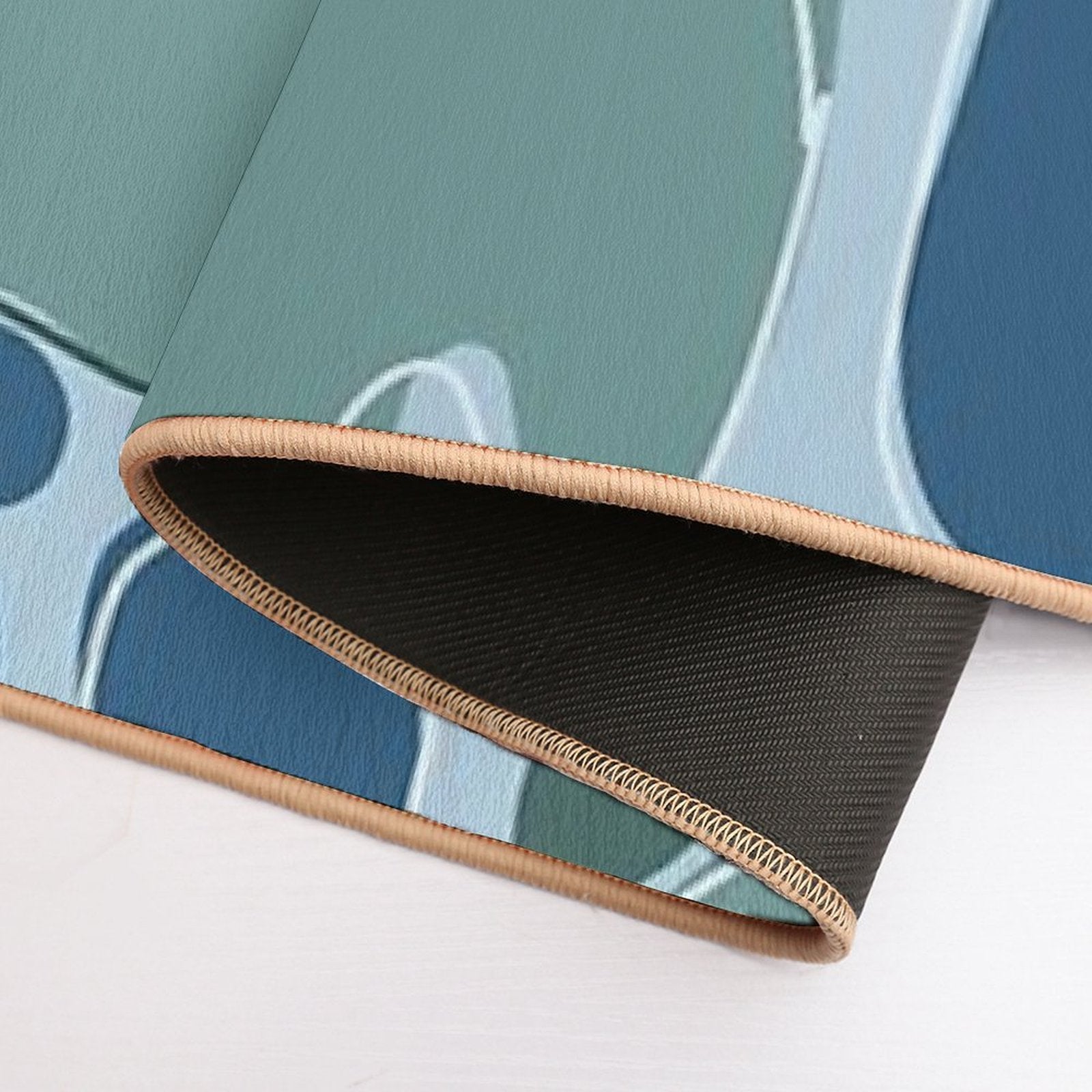 Boho Blue Blob – Minimalist Abstract Fluid Art  Fade-Resistant Bath Mat