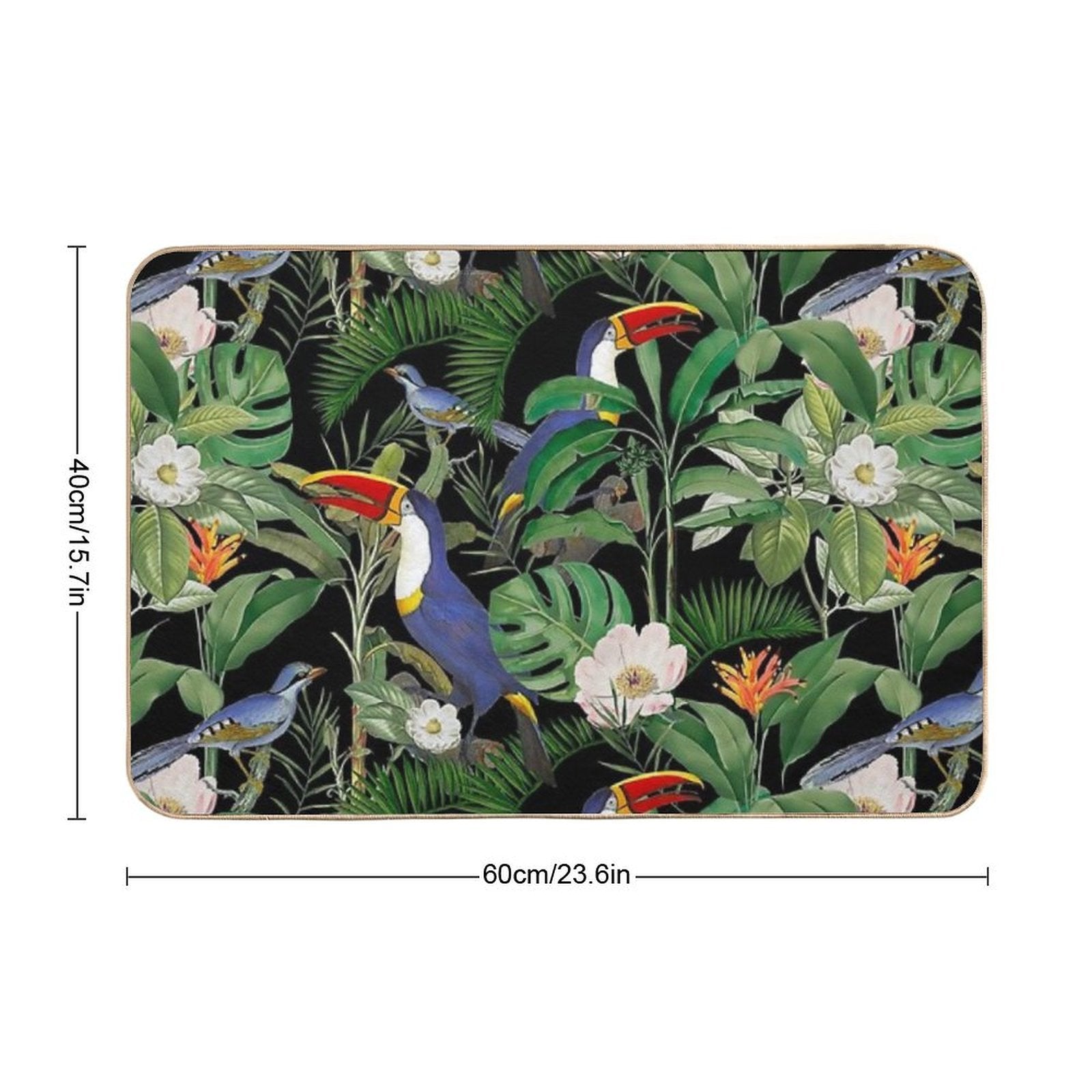 Tropical Jungle Toucans  Easy To Clean Bath Mat
