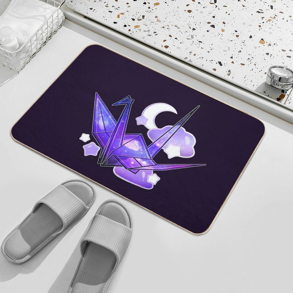 Night Sky Paper Crane  Absorbent Bath Mat
