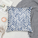 Indigo Blue Watercolor Herringbone Chevron Soft Easy Maintenance Throw Pillow