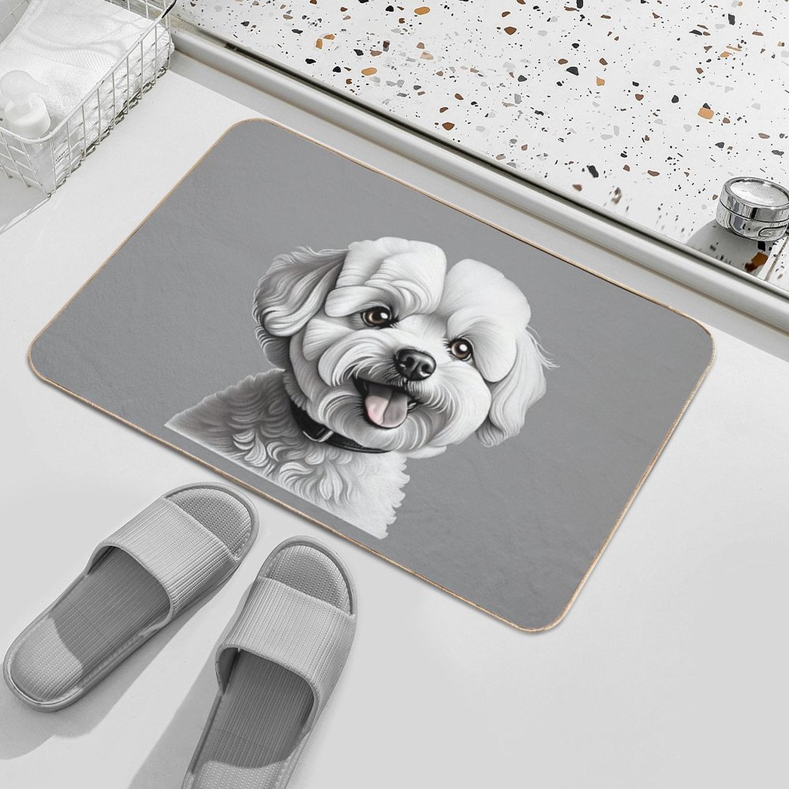 Bichon Frise Dog  Rapid-Drying Bath Mat