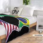 Brazilian Brazil USA United States American America Love Heart Peace Plush Throw Blanket